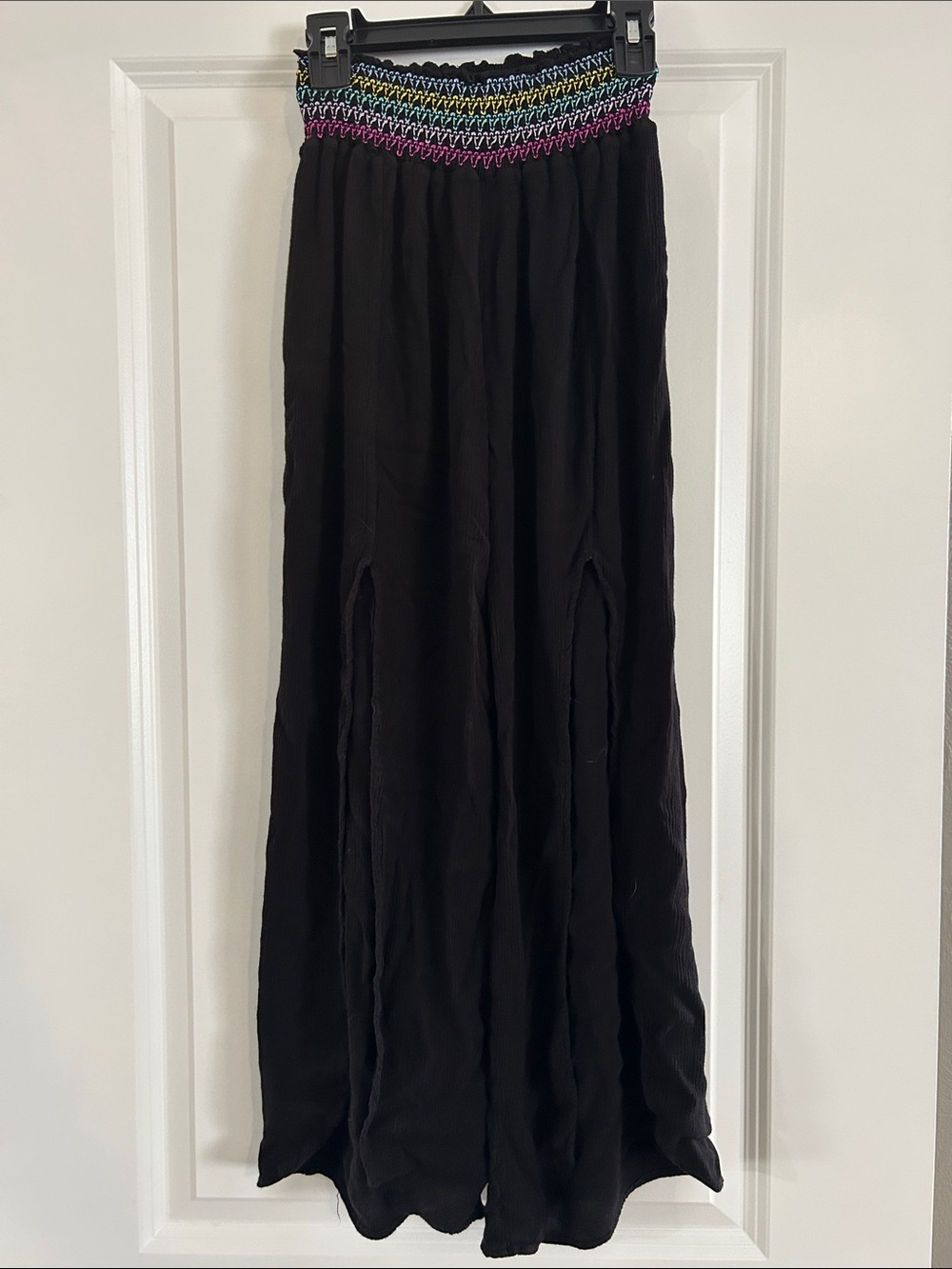 Black Maxi pants  with Colorful Smocked Waist